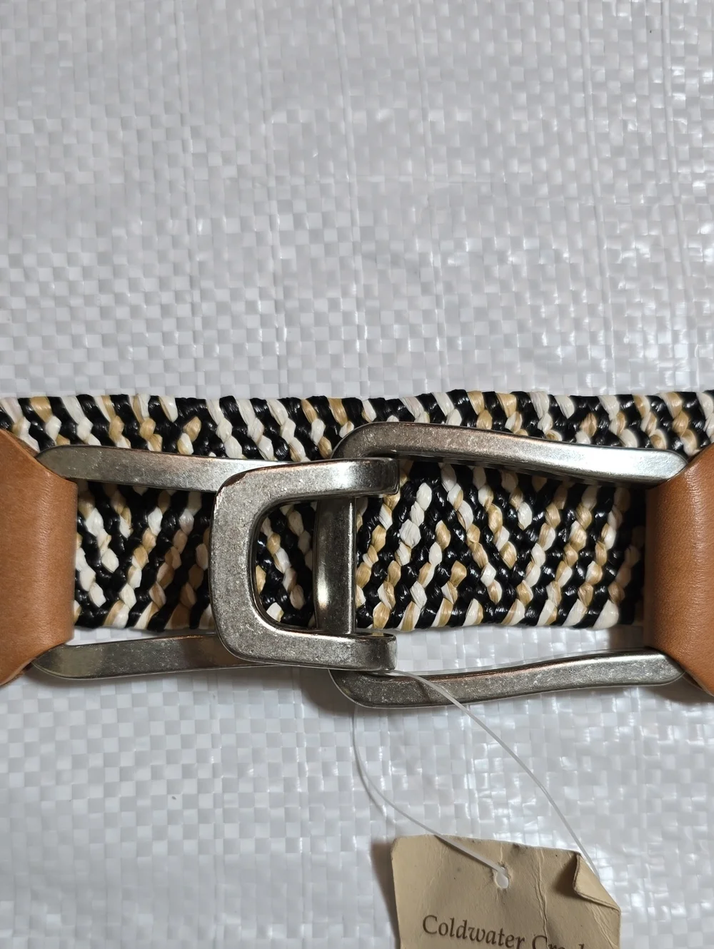 Coldwater Creek Raffia Stretch Belt With Silver Buckle